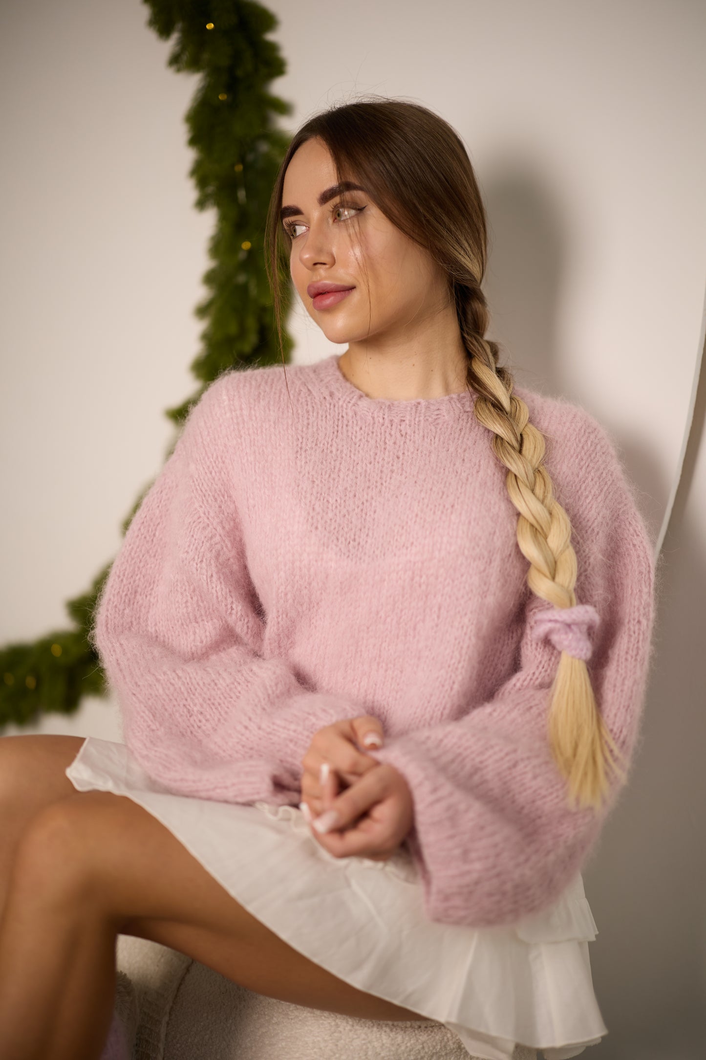Women's Luxury Handmade Pink Alpaca Wool Pullover