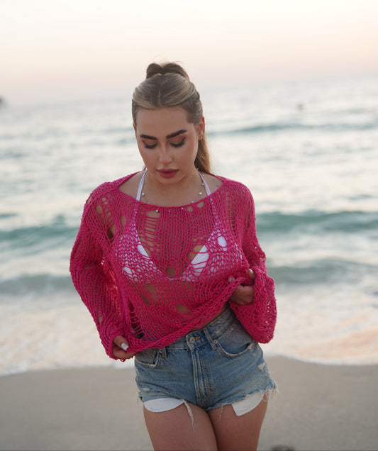 Solea Open Knit Cotton Pullover
