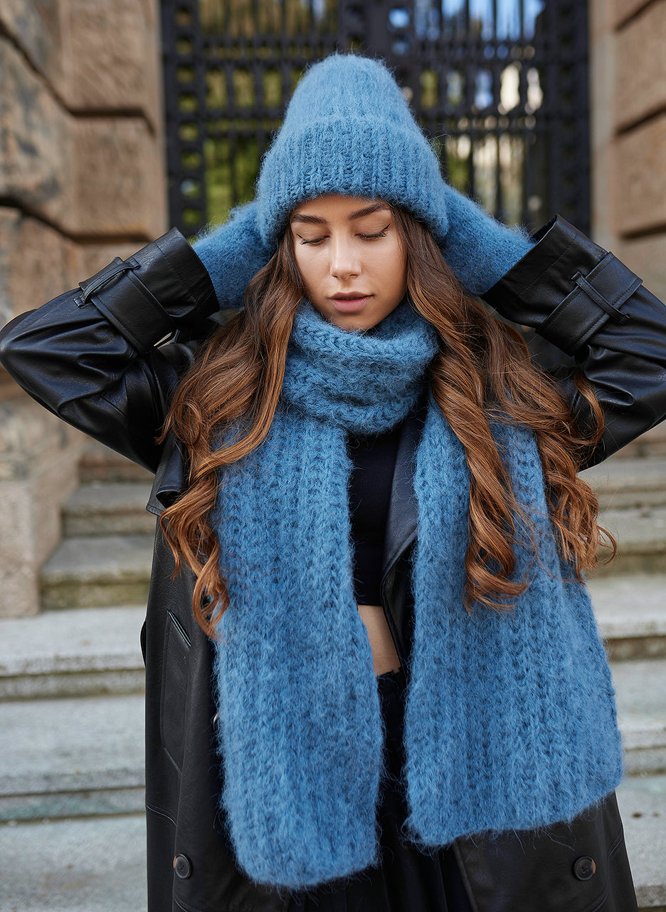 Luxury Handmade Women's Alpaca Wool Winter Hat, Scarf, and Gloves Set