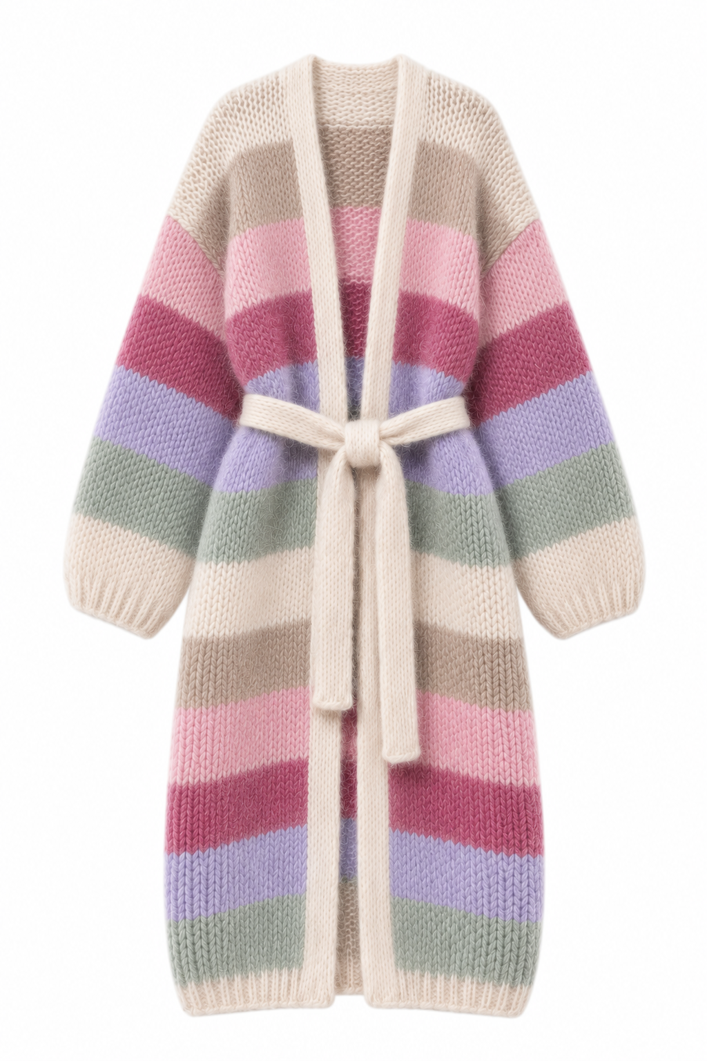 Larga Striped Alpaca & Silk Long Cardigan
