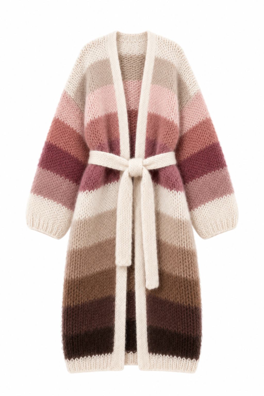 Larga Striped Alpaca & Silk Long Cardigan