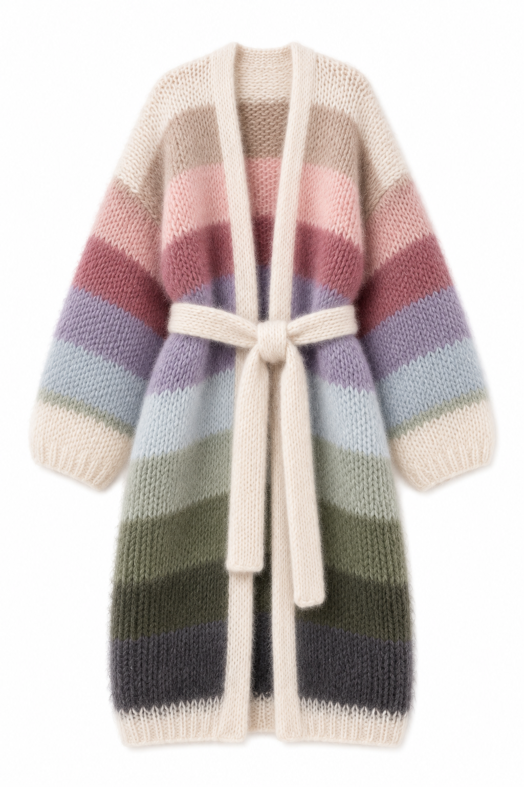 Larga Striped Alpaca & Silk Long Cardigan