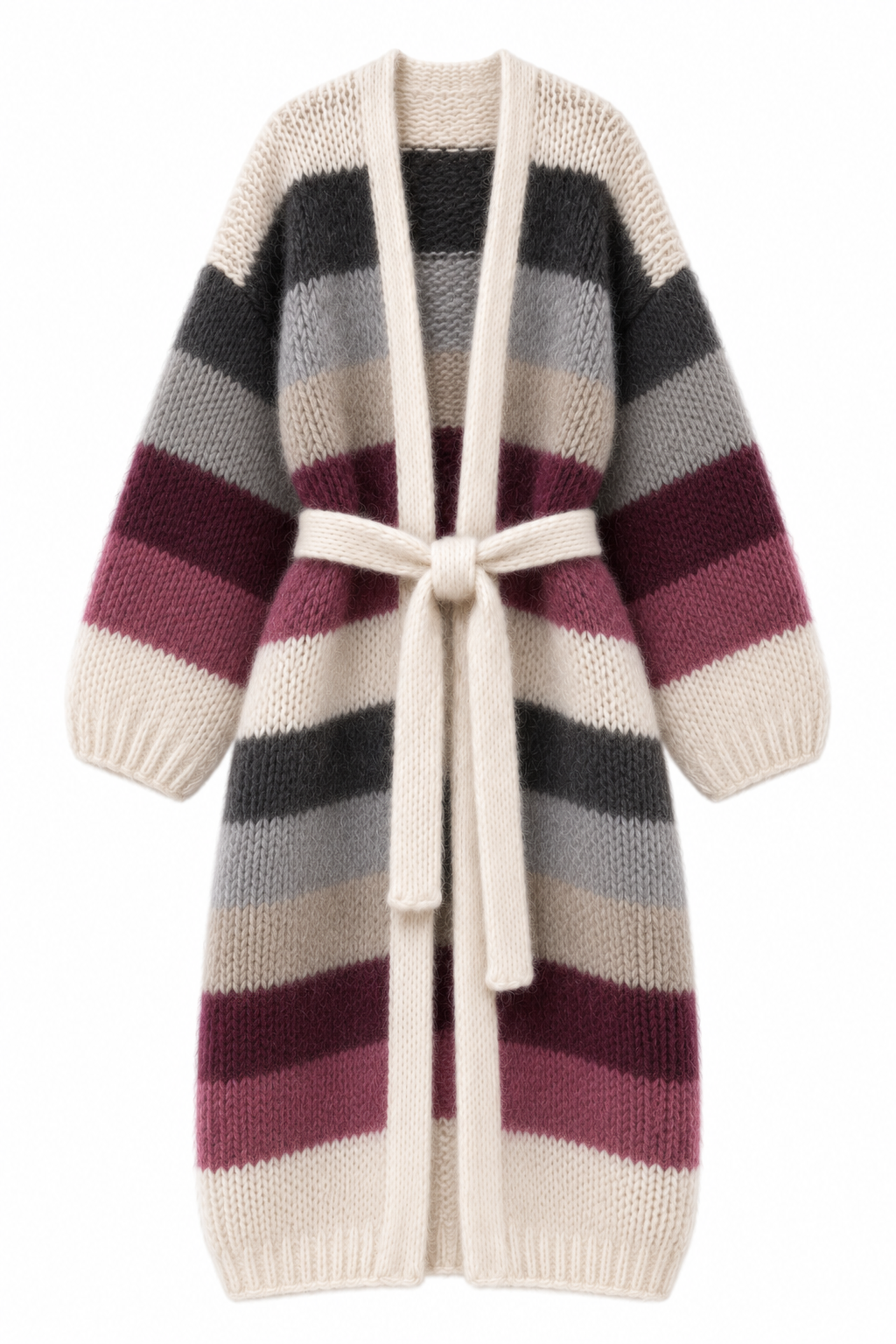 Larga Striped Alpaca & Silk Long Cardigan