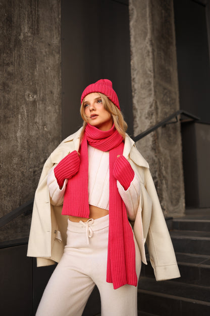 Luxury Handmade Winter Hat, Scarf, and Mittens Set
