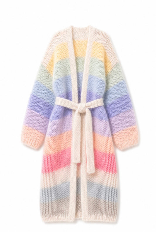 Larga Striped Alpaca & Silk Long Cardigan