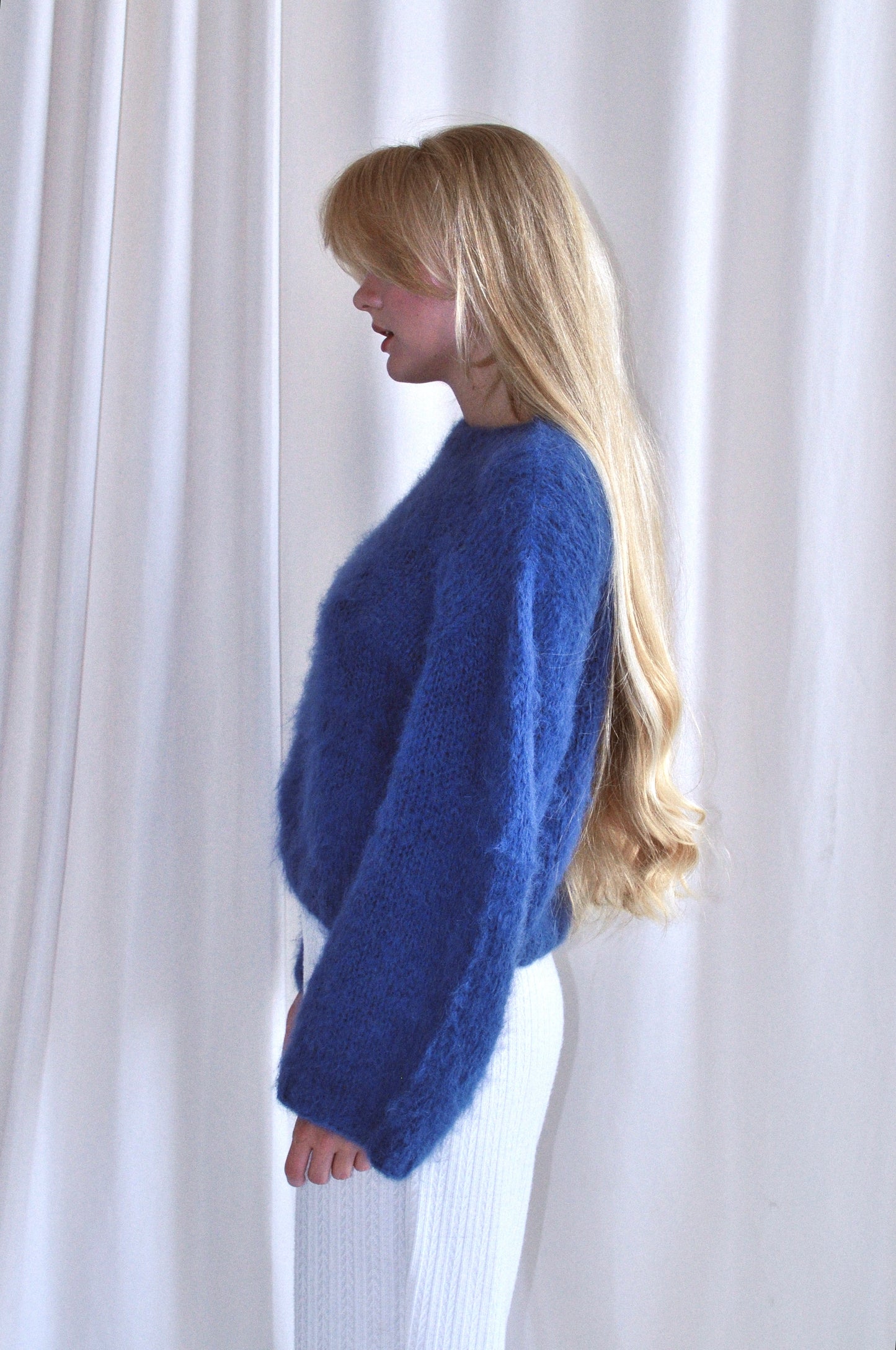 Women's Luxury Handmade Blue Alpaca Wool Pullover