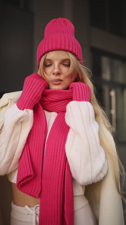 Luxury Handmade Winter Hat, Scarf, and Mittens Set