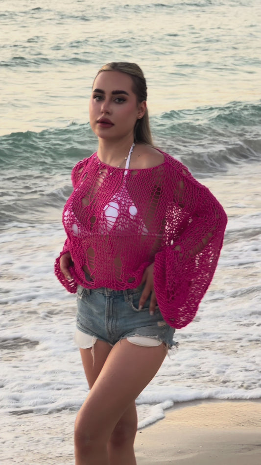 Solea Open Knit Cotton Pullover